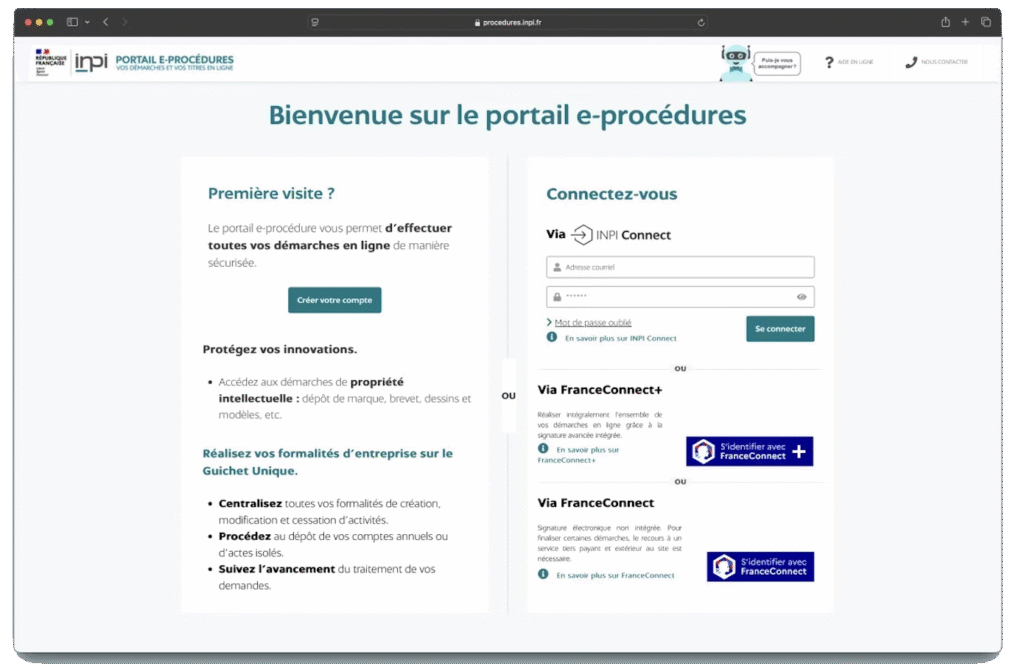 Externalisation formalités express création modification cessation entreprise société